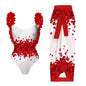2026 New 2-Piece Women Bikini Set Bodysuit Skirt Cover Ups Sets Women Swimsuit Bandage Bathing Fashion Print Splice Beach Suit