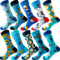 10 Pairs/Lot Funny Happy Men Socks Crew Socks Colorful Combed Cotton Christmas Rhombus Casual Fashion Autumn Big Size Men Socks