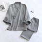New Men's Cotton Pajama Sets Japanese Kimono Plus Size Long Sleeve Pant Suit Casual Comfortable Home Service Two-piece Sleepwear