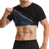 Men Sauna Sweat Short Sleeves Heat Trapping Shirts Sauna Suits Shapewear Waist Slimming Shaper Tops Workout Compression Shirts