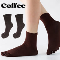 1-5Pairs Five/Two Fingers Toe Socks Breathable Autumn Socks Unisex Sports Running Absorb Sweat Antibacterial Mid-calf Socks 2025