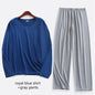 Large Size Men Ice Silk Pajamas Solid Shirt & Pants 2Pcs Pijamas Sleep Set Thin Home Clothing Sleepwear Summer Nightwear Suit