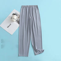 Large Size Men Ice Silk Pajamas Solid Shirt & Pants 2Pcs Pijamas Sleep Set Thin Home Clothing Sleepwear Summer Nightwear Suit