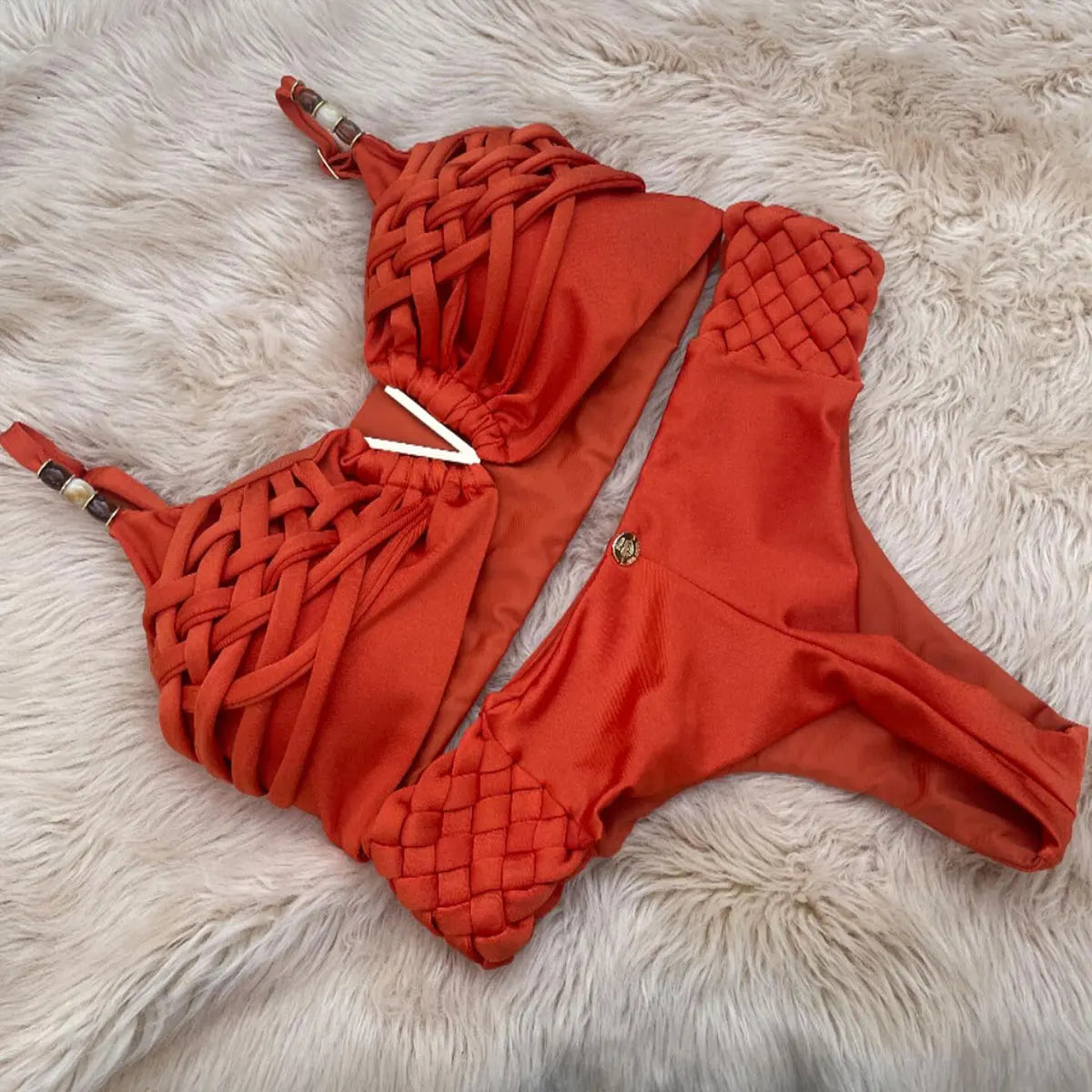 Sexy Braid Bikini Swimsuit Brazilan Bikini Set Swimwear for Women High Leg Halter Two Piece Bathing Suits Summer Female