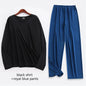 Large Size Men Ice Silk Pajamas Solid Shirt & Pants 2Pcs Pijamas Sleep Set Thin Home Clothing Sleepwear Summer Nightwear Suit