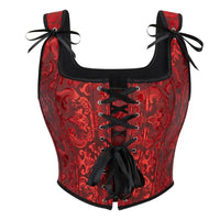 Blue Jacquard Corset Sexy Shoulder Straps Overbust Bustiers Crop Top Lace Up Brocade Vest Lingerie Gothic For Women Outfit
