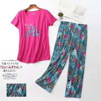 Pajama Sets for Women Summer Short Sleeve Plus Size Lightweight Sleepwear Suit Cute Fresh Homewear 2pcs Suits
