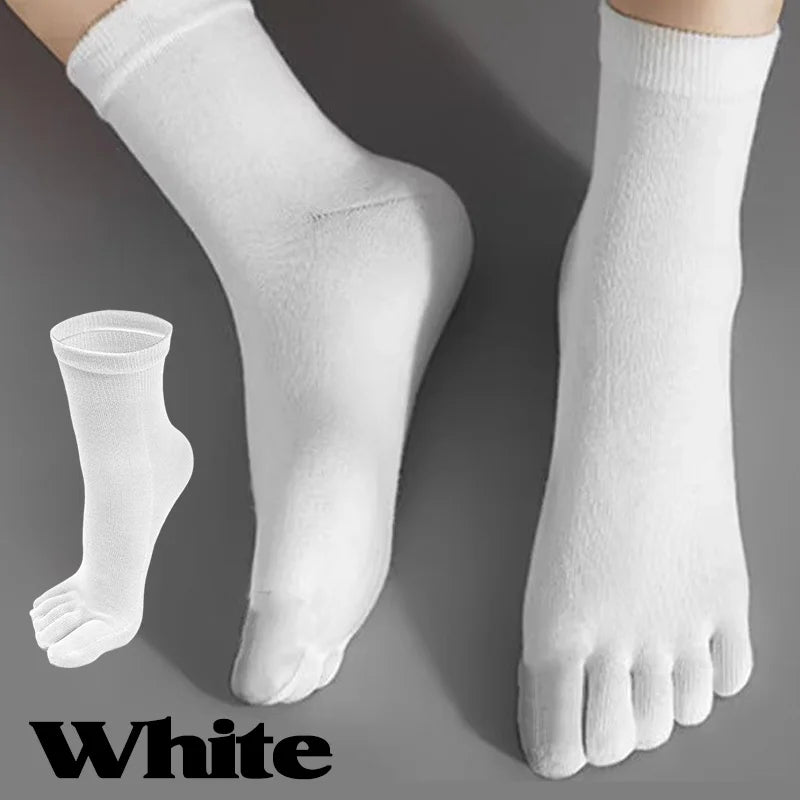 1-5Pairs Five/Two Fingers Toe Socks Breathable Autumn Socks Unisex Sports Running Absorb Sweat Antibacterial Mid-calf Socks 2025