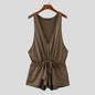 INCERUN Men Sleeveless Sexy Bodysuits 2024 Summer Deep V-Neck Elegant Fashion Onesies Handsome Comfortable Homewear Loungewear