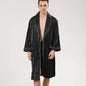 Men Pajamas Satin Kimono Robe Gown With Pants Thin Nightgown Two-pieces Bathrobe&Trousers Suit Summer Long Sleeve Nightwear