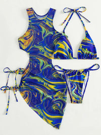 3 Pieces Bikini Set Women Leopard Halter Sexy Swimsuit 2026 Bikinis With Beach Cover Up Swimwear Backless Bandage Bathing Suit