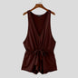 INCERUN Men Sleeveless Sexy Bodysuits 2024 Summer Deep V-Neck Elegant Fashion Onesies Handsome Comfortable Homewear Loungewear